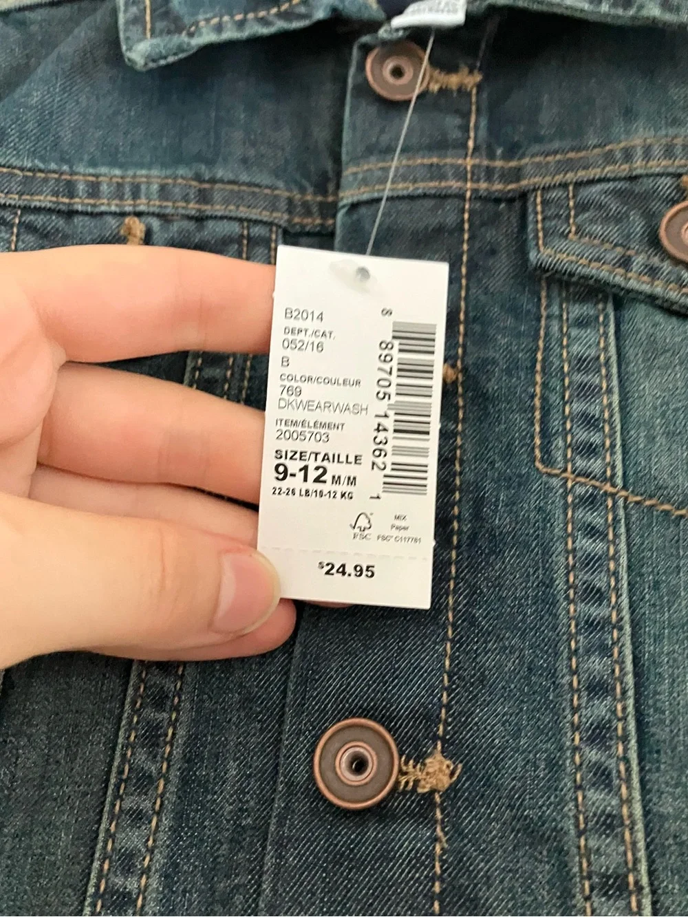 The children’s place dark wash whimsical denim jean jacket-size 9-12m